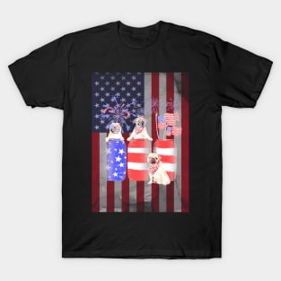 Vintage Pug Dog American Usa Flag Distressed T-Shirt